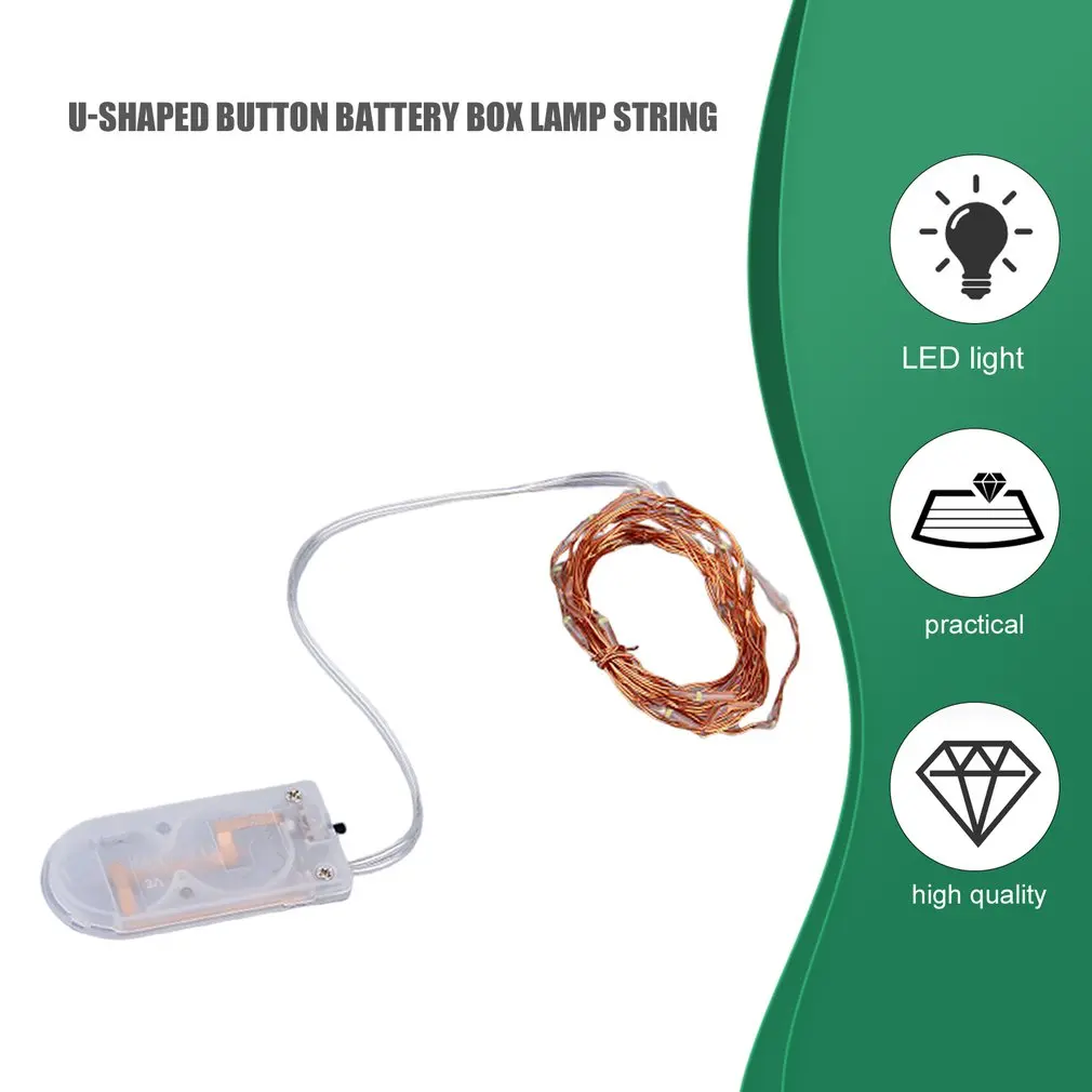 ICOCO 2 м 20leds кнопка на батарейках LED медная проволока гирлянда сказочные огни для