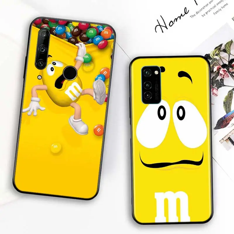 

Bright Black Cover Cute M&M's Chocolate for Huawei Honor 30 20S 20 10i 9S 9A 9C 9X 8X 10 9 Lite 8A 7C 7A Pro Phone Case