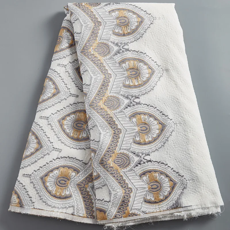 

2021 African New Brocade Tisse Jacquard French Lace Fabric High Quality Switzerland Lace For Wedding Party Dress Sewing 2387A