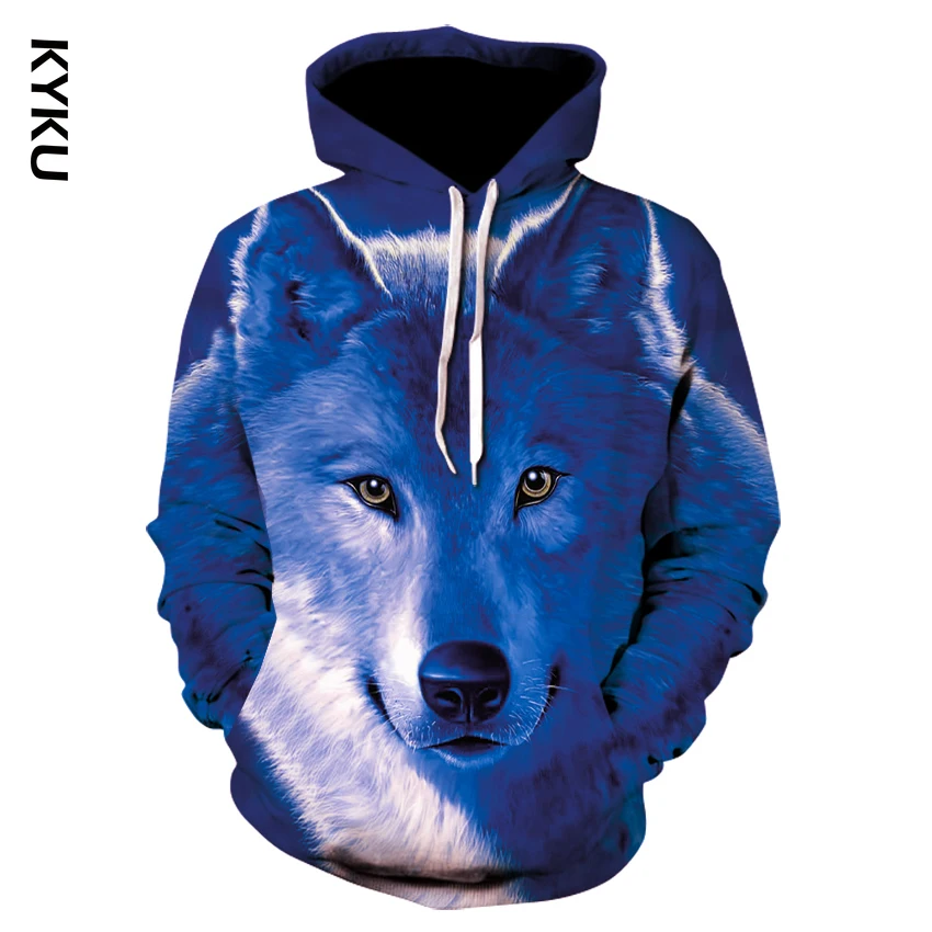 

KYKU Fashion Men Wolf Animal 3D Printed Hooded Hoodies Men / Women's Shinning Wolf Design Sweatshirts 3D Harajuku Hoody