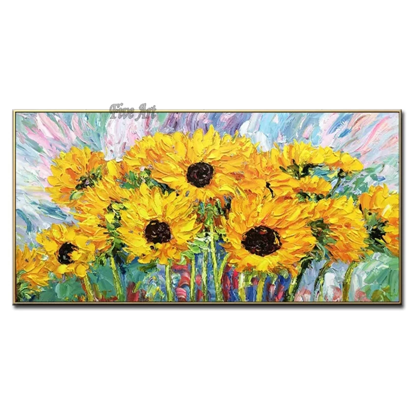 

Modern Home Decor Abstract Texture 3D Sunflower Acrylic Painting Canvas Wall Art Unframed Hand-painted Flower Wall Decor Picture