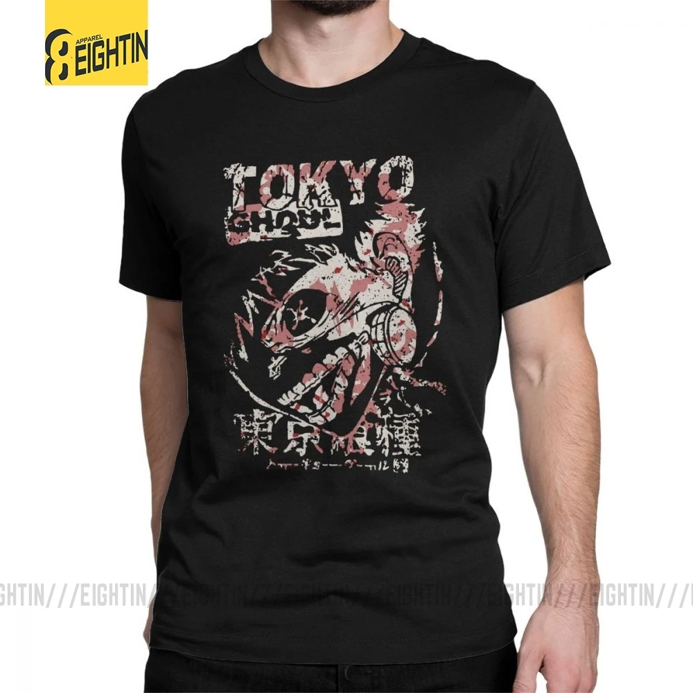 Мужская футболка Tokyo Ghoul хлопковая с коротким рукавом и круглым вырезом японский