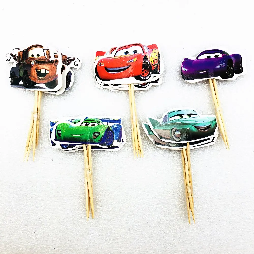 

24pcs/set Cars Cake toppers Inserted Card Prod Picture Cake Decoration Cupcake Pick Kid Birthday Party Decoration Favors