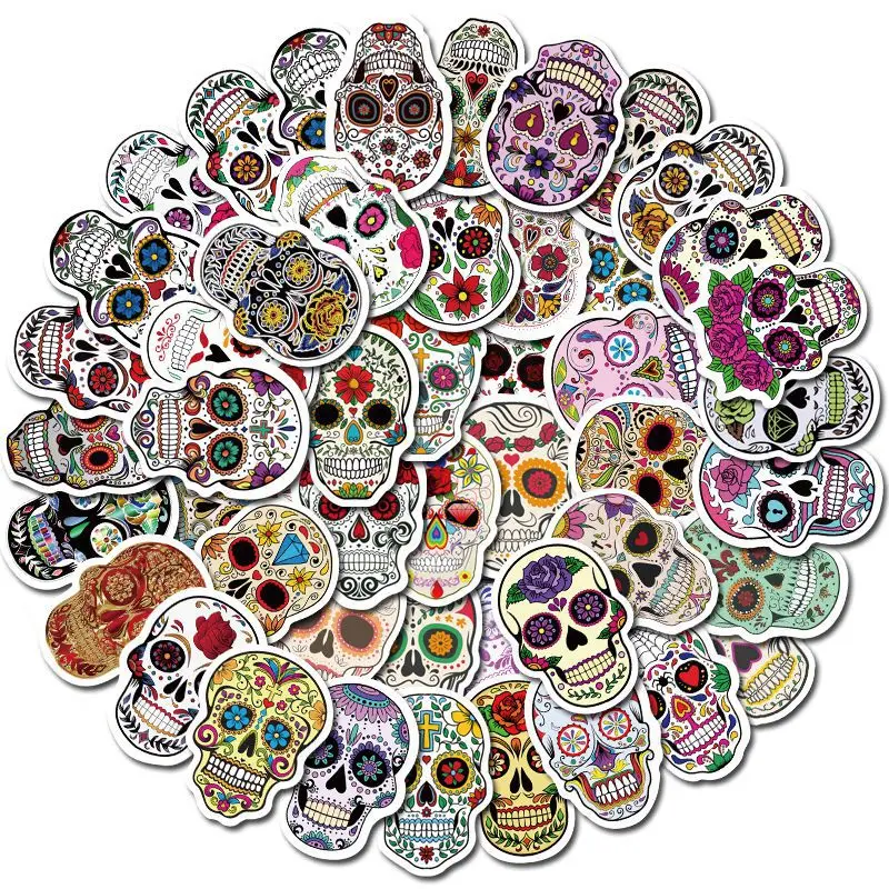 103050pcs colorful skull skeleton funny stickers diy car motorcycle luggage phone guitar laptop waterproof joke toy sticker free global shipping