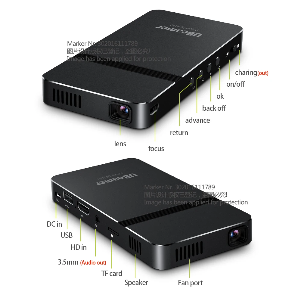AUN Ubeamer 1 MINI Projector Laser Beamer 4K Video Home Theater Portable DLP for Cinema Mobile Phone | Электроника