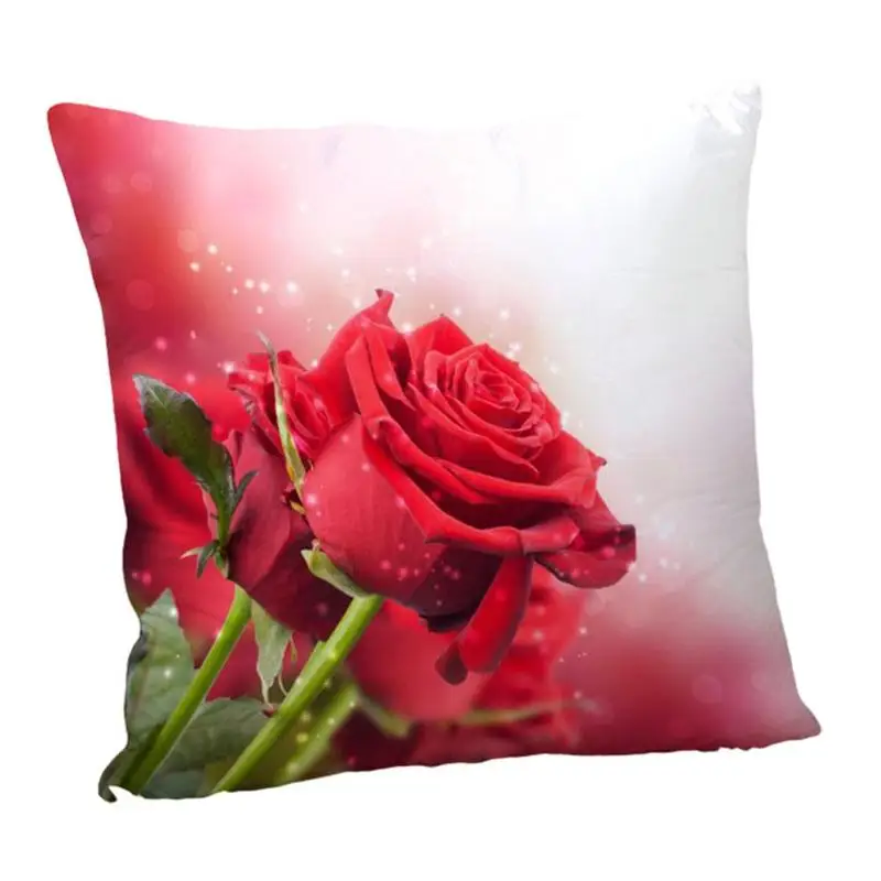 

Flowers Red Rose Pillow Cover Customize Pillow Cover Sofa Cushion Bed 45x45cm Pillow Cover Bed Sofa Soft Throw Home Decoration