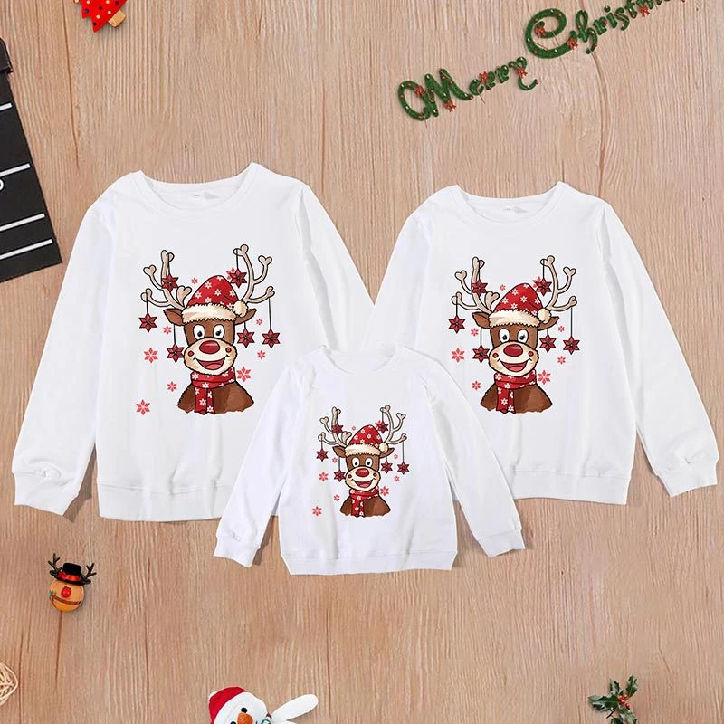 

Семейные одинаковые наряды для мам и детей 2021, рождественские футболки, джемпер, Рождественский свитер, пуловер, одежда