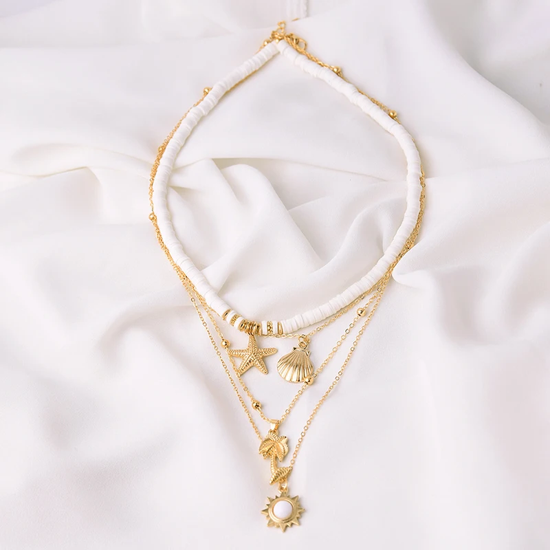 

Fashion Starfish Shell Pendant Multilayer Necklace for Women Chain Necklaces Party Jewelry