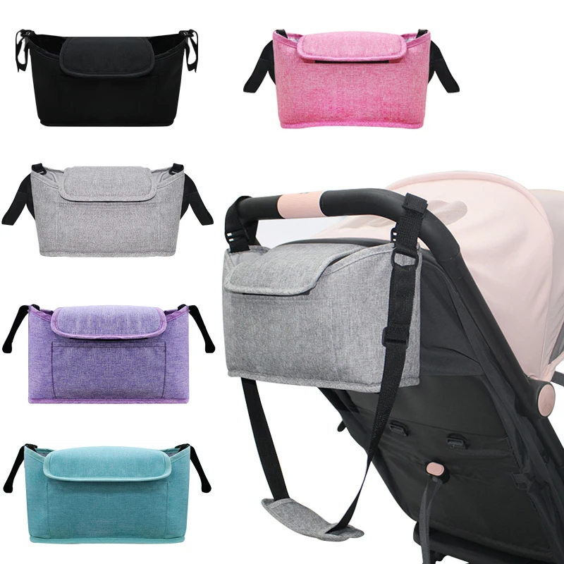 

Large Gray Baby Stroller Organizer Nappy Diaper Bag Baby Accessories Universal Stroller Cup Holder Pram Cart Hang Mommy Bag