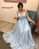chenxiao 2022 sweetheart sky blue formal evening dress puff sleeve prom party dress long special occasion flower party gowns