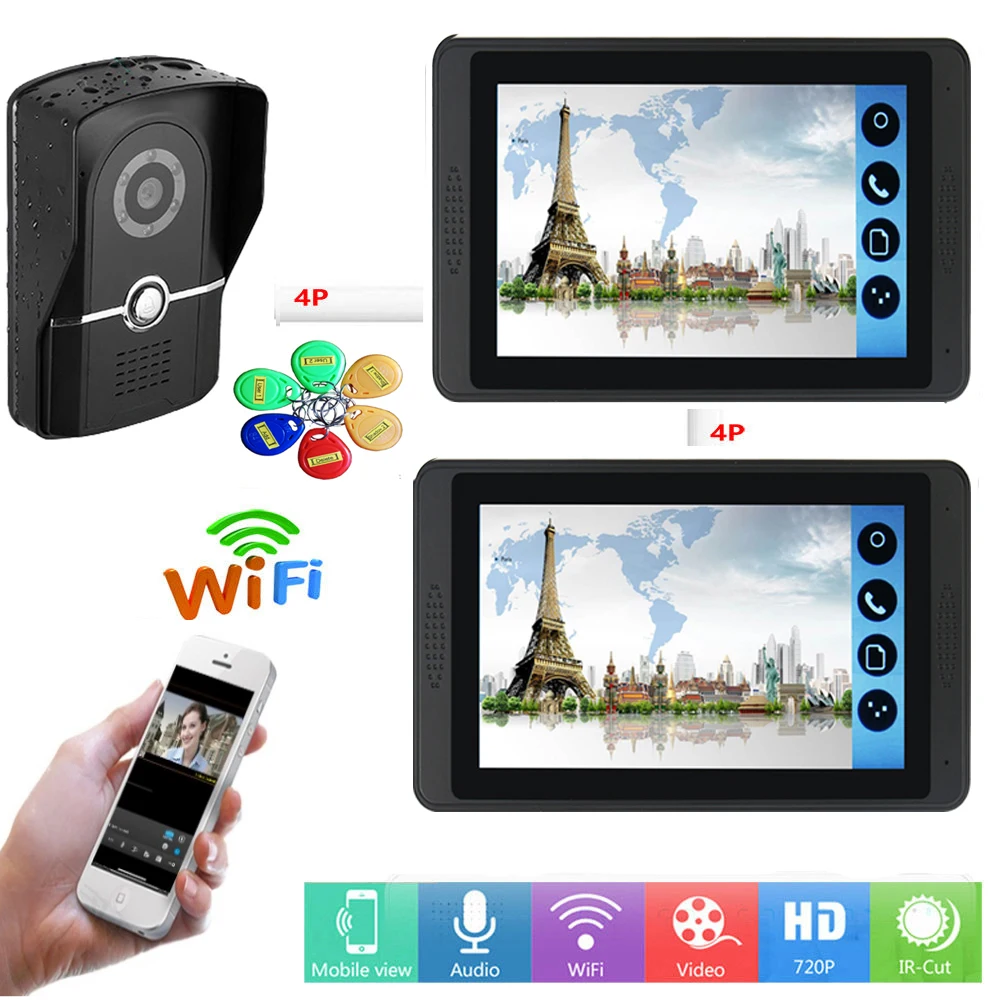 Видеодомофон SmartYIBA с дистанционной разблокировкой через приложение 7 дюймов Wi Fi