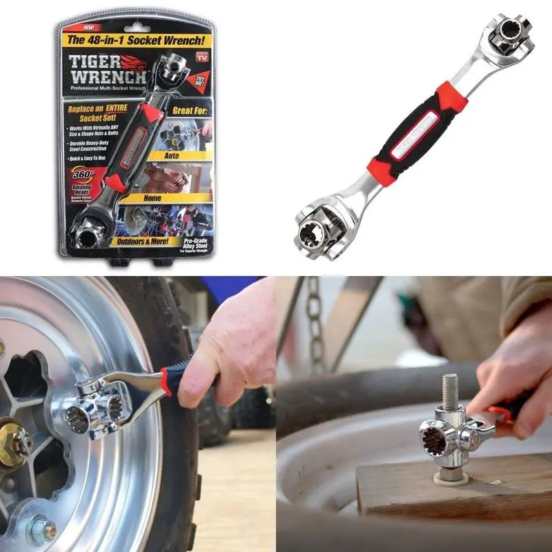 Тигр Ключ дюймовый стандарт 48 В 1 инструменты гнездо работает с сплайн болты Torx 360
