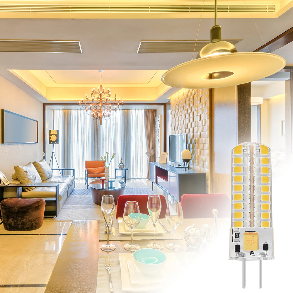 Светодиодный ная лампа G4 G5.3 GY6.35 72SMD 2835 светодиодная лампа-кукуруза AC/DC12V