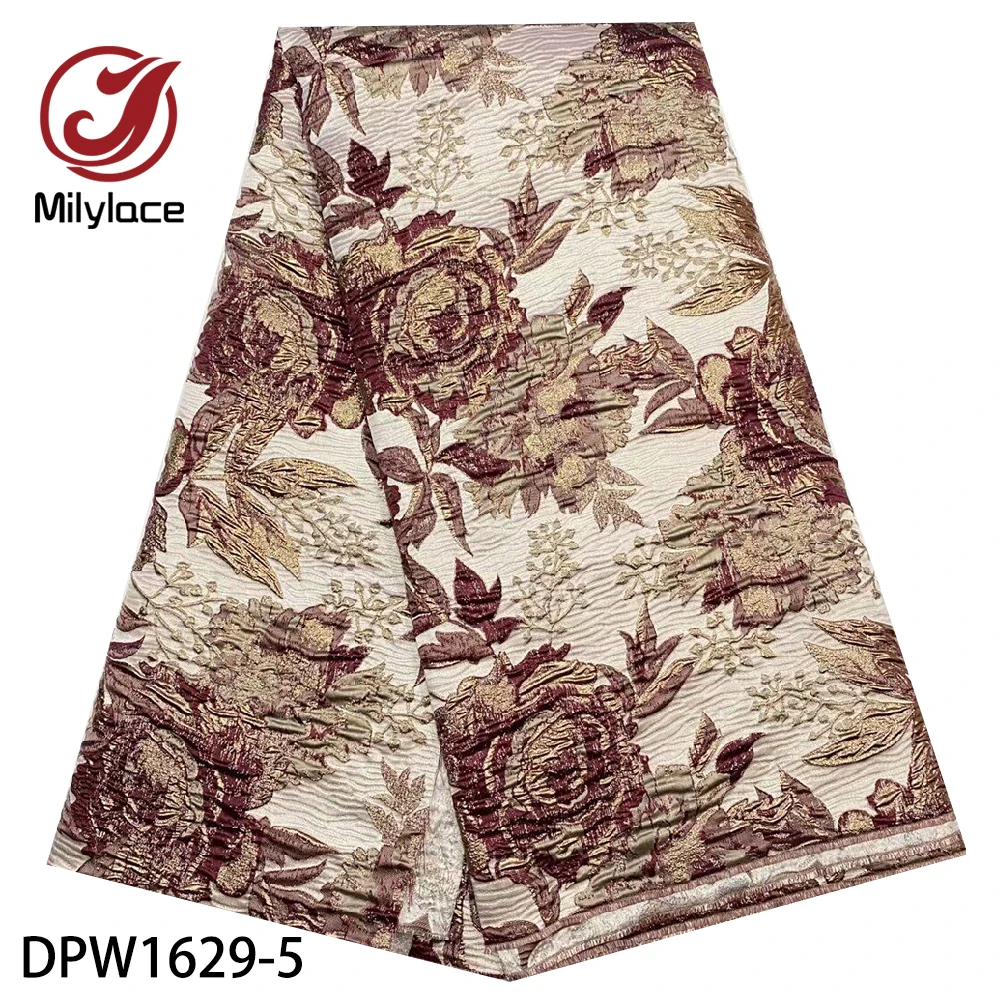 

2020 Latest Design Brocade Jacquard Lace Fabric High Quality African Nigeria Tulle Lace Fabric for Woman Dress DPW1629