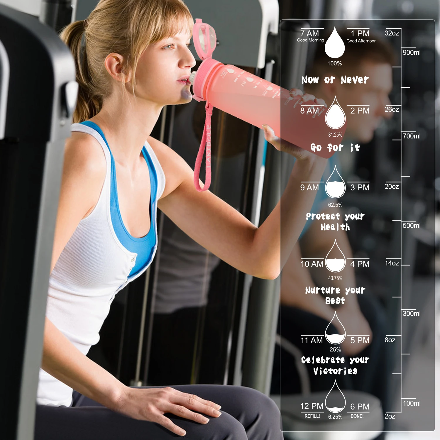 Новая популярная модная спортивная бутылка для воды 1000 мл чашка шейкер