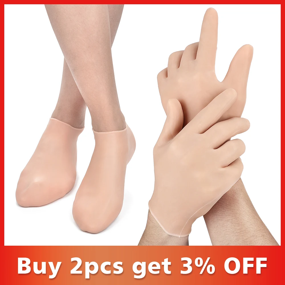 1 çift ayak el bakımı çorap eldiven nemlendirici silikon jel çorap ayak cilt bakımı el koruyucular Anti çatlama Spa ev kullanımı