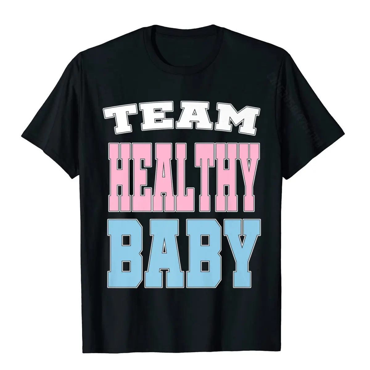 

Team Healthy Baby Pink Blue Gender Reveal Baby Shower T-Shirt Family Printed On Tops Shirts Cotton T Shirts For Men Summer