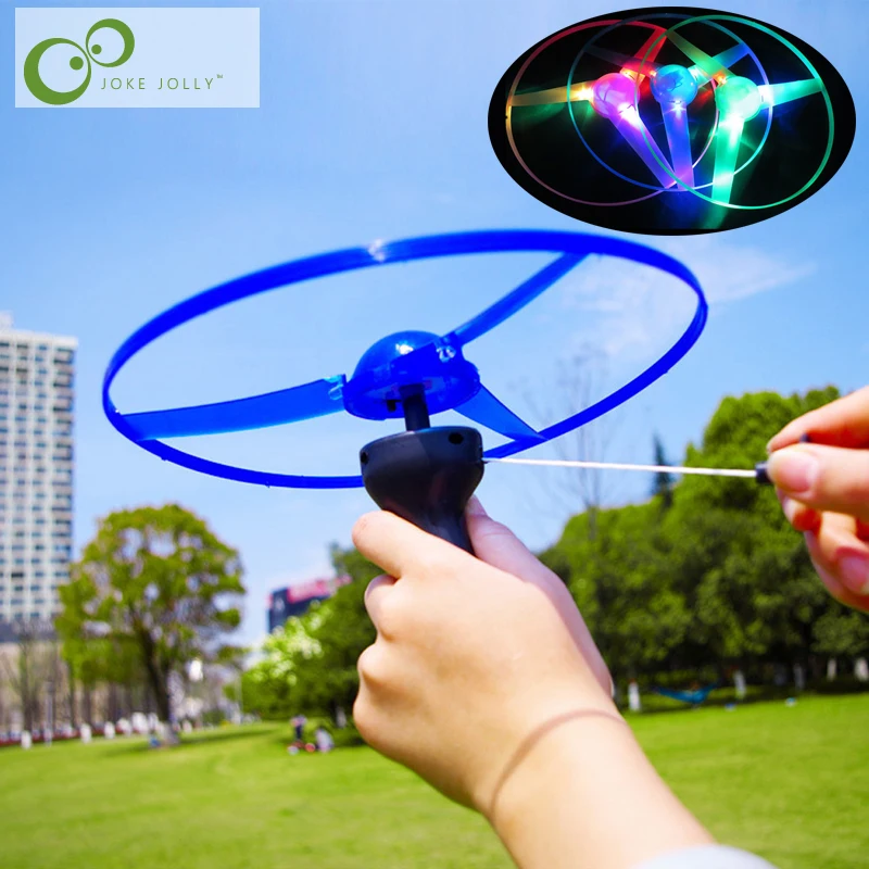 1 шт. детская тянущаяся линия флэш игрушка летающая тарелка НЛО светодиодный