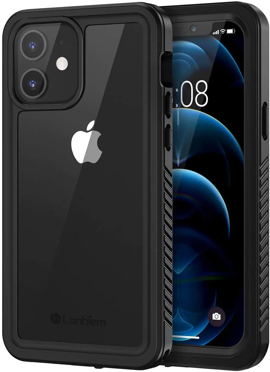 

Чехол Lanhiem совместимый с iPhone 12, IP68 Водонепроницаемые пылезащитные ударопрочные чехлы со встроенным защитным экраном, полный корпус