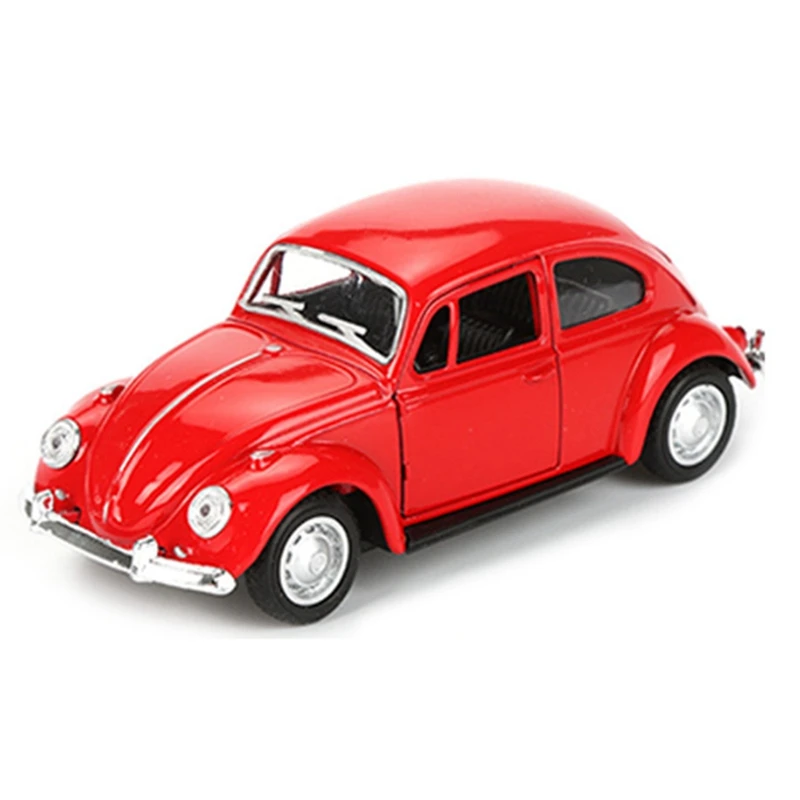 

2x Vintage Beetle Diecast Pull Back Car Model Toy for Children Gift Decor Cute Figurines White & Red