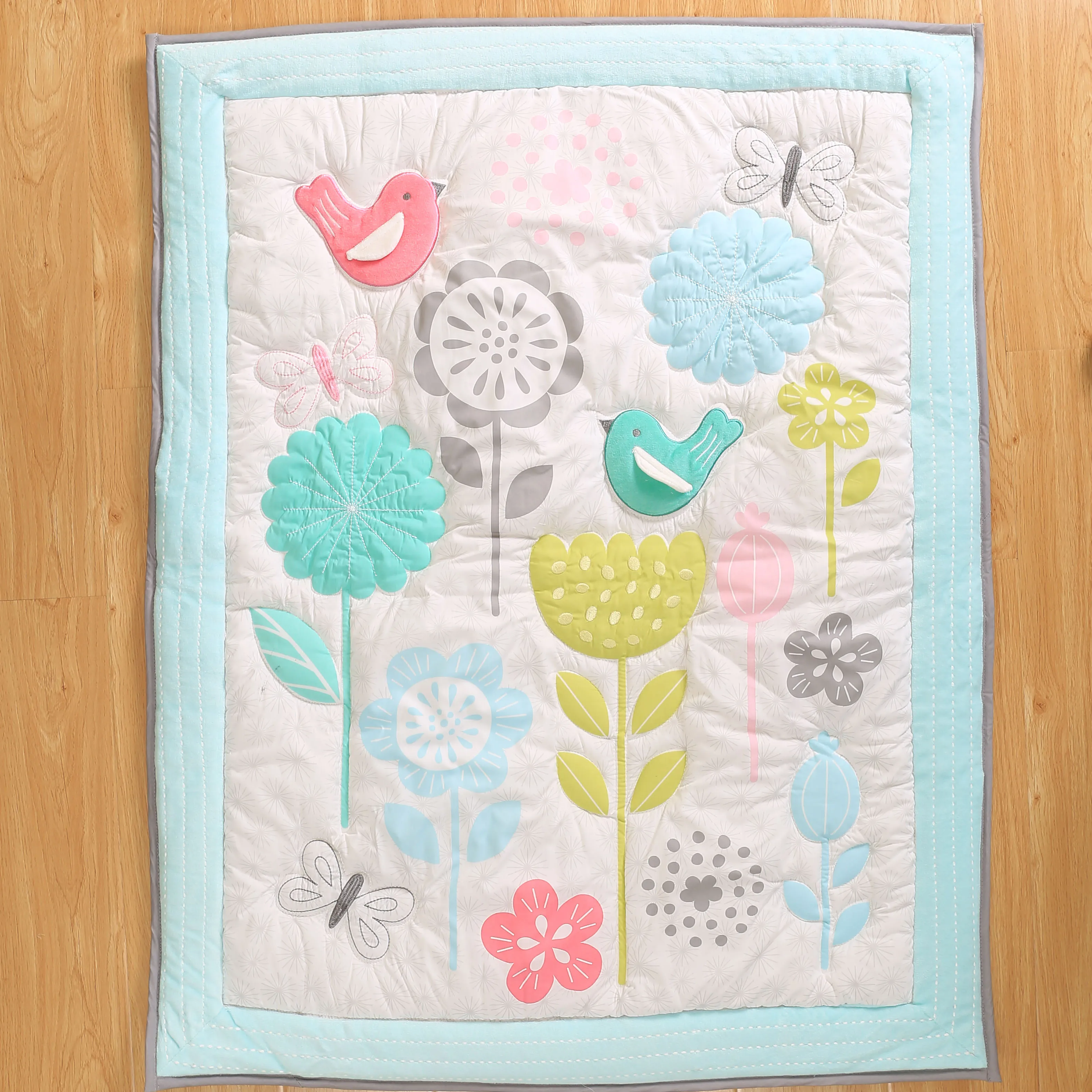 5 штук мятно-зеленого и серого набор постельных принадлежностей для детской