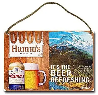 

Metal Sign 8 x 12 inch Hamm's Beer and Mount Rainier Wall Decor Hanging Sign