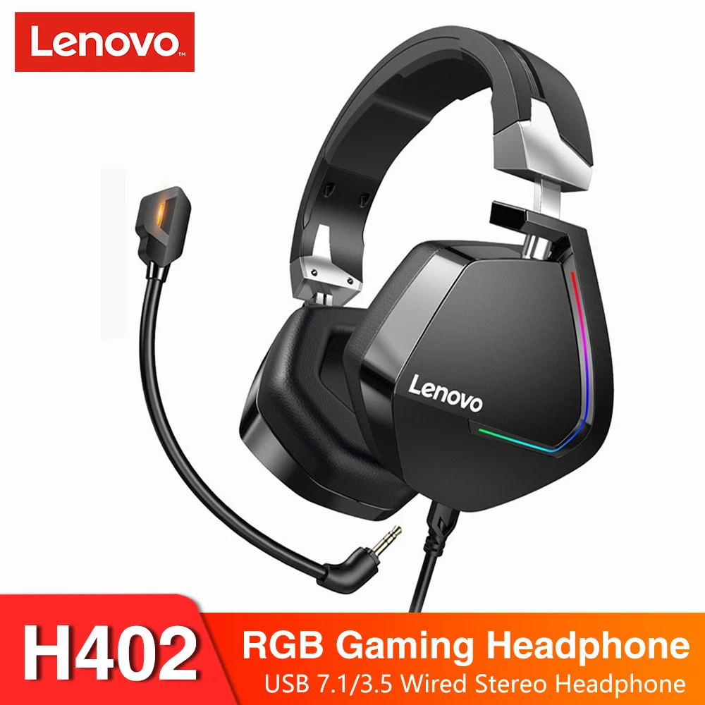 

Original Lenovo H402 Gaming Headset Wired Earphones Hi-Fi stereo Headphnes Noice Cancelling with Mic For E-sports game player P4