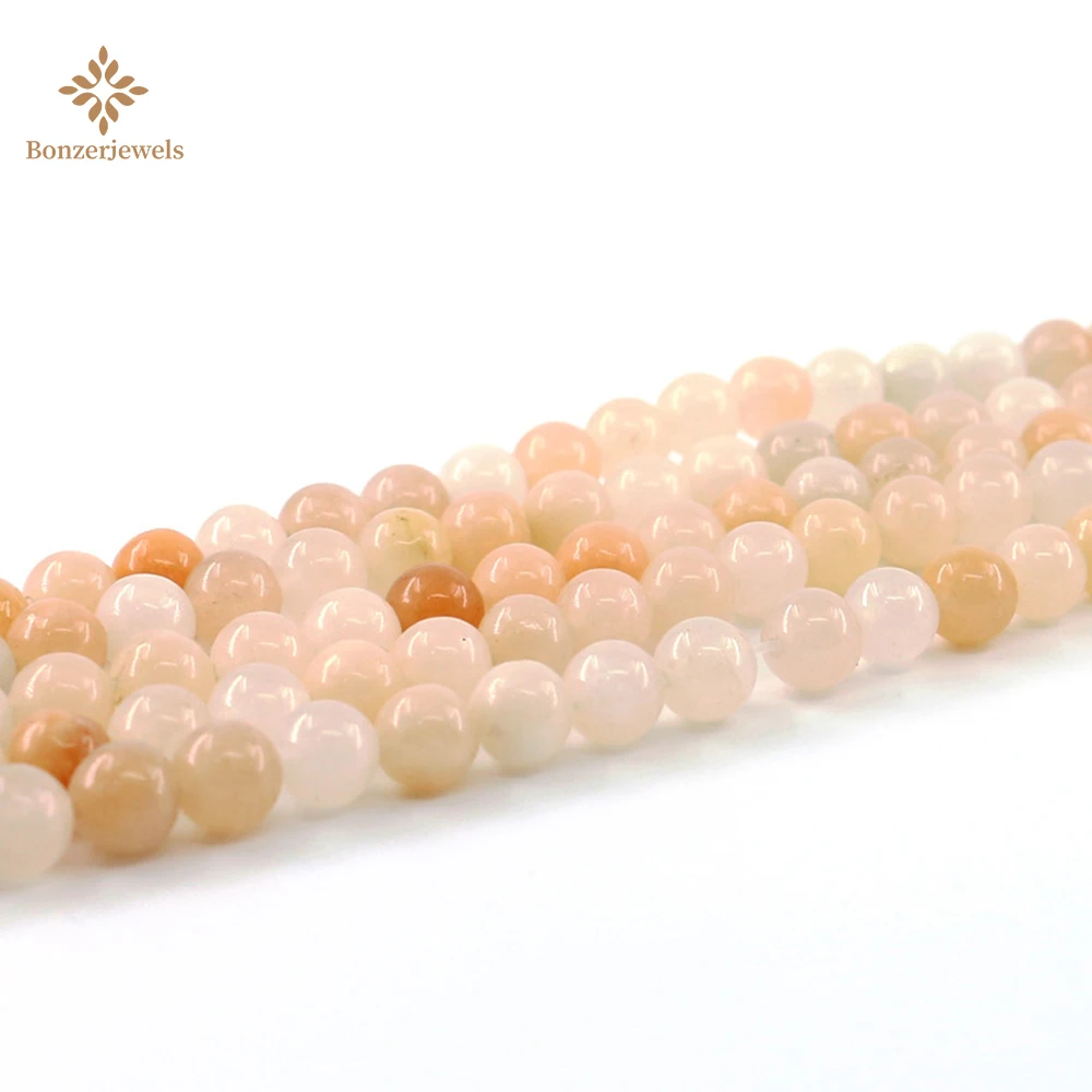 

Wholesale Lots Peach Pink Aventurine Semi-Precious Gem Round Smooth Stone Beads Strand For DIY Jewelry Making 4 6 8 10 12mm