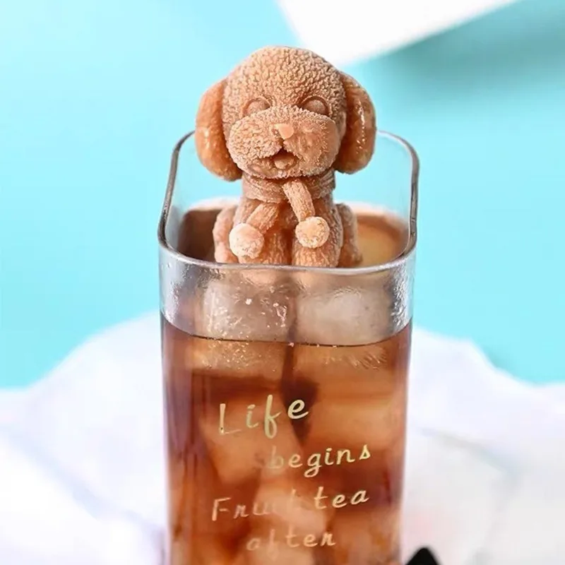 

3D Ice Cube Maker Silicone Mold Little Bear Dog Shape Chocolate Mould Tray Kitchen Baking Accessories For Ice Cream Cake Decor