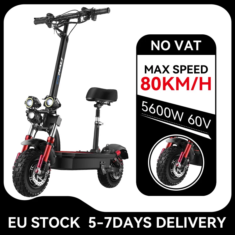 60V 5600W Electric Scooter Adult 120KM 80KM/H Dual Motor 11INCH Off Rord Tire Foldable E Scooter Electric Motorcycle Free Tax