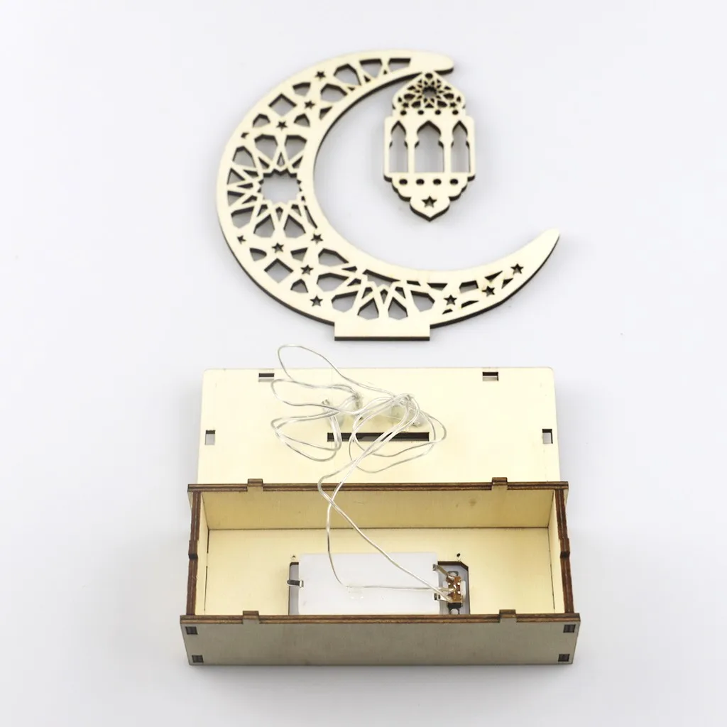 

Moon Wooden LED Craft EID Mubarak Decor Ramadan Decoration Ramadan Kareem Islamic Muslim Eid Al-fitr Home Decor Supplies Gifts