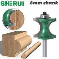 sherui 1pcs 8mm shank bullnose half round bit endmill router bits wood 2 flute bearing woodworking tool milling cutter