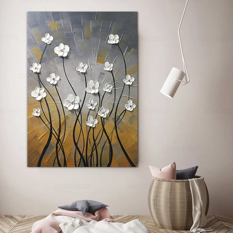 

Canvas Wall Art Modern Grace Abstract Flowers Artwork for Living Room Bedroom Home Decorations Wall Decor with Frame