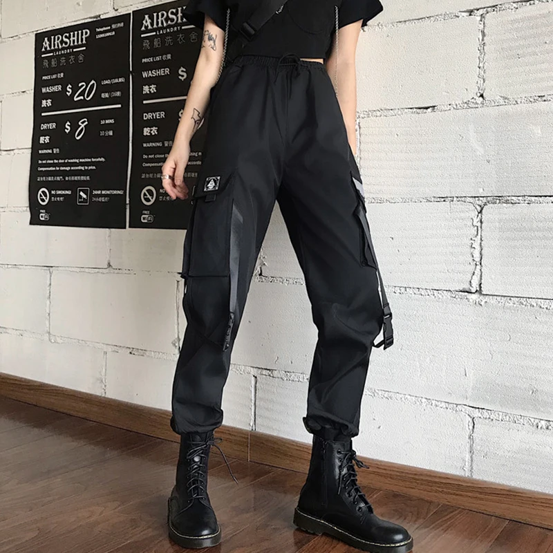 Женские свободные брюки карго уличные мешковатые с высокой талией