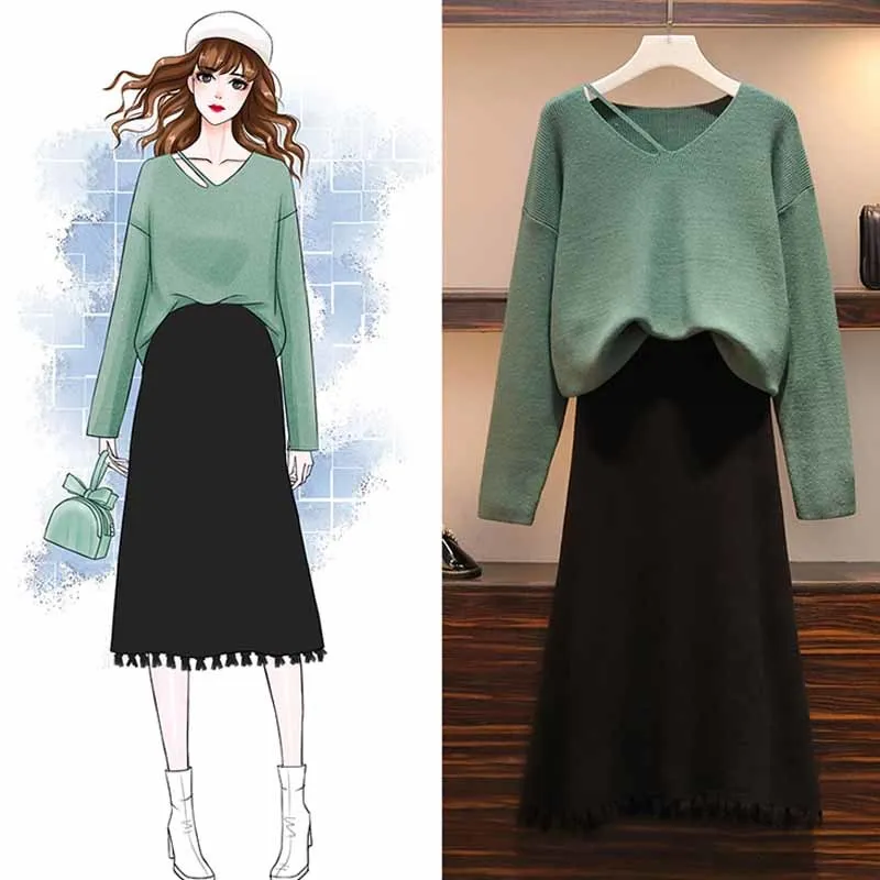 Женский трикотажный комплект из двух предметов повседневный однотонный