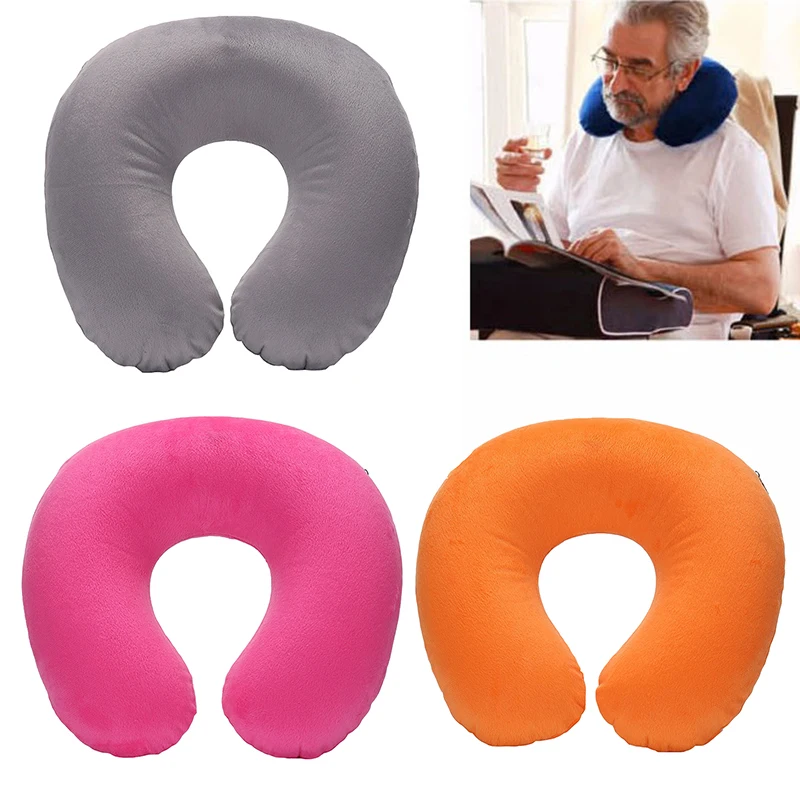 

Soft U-shaped Inflatable Pillows Travel Outdoor Portable Foldable Headrest Travel Foam Memory Pillow For Airplane Camping Gear