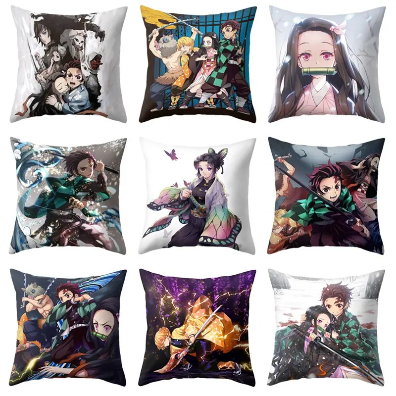 

Demon Slayer Kimetsu no Yaiba Pillowcase Cushion Cover 45 x 45cm Demon Slayer Printed Pillow Cover Cushion Case for Sofa Bed