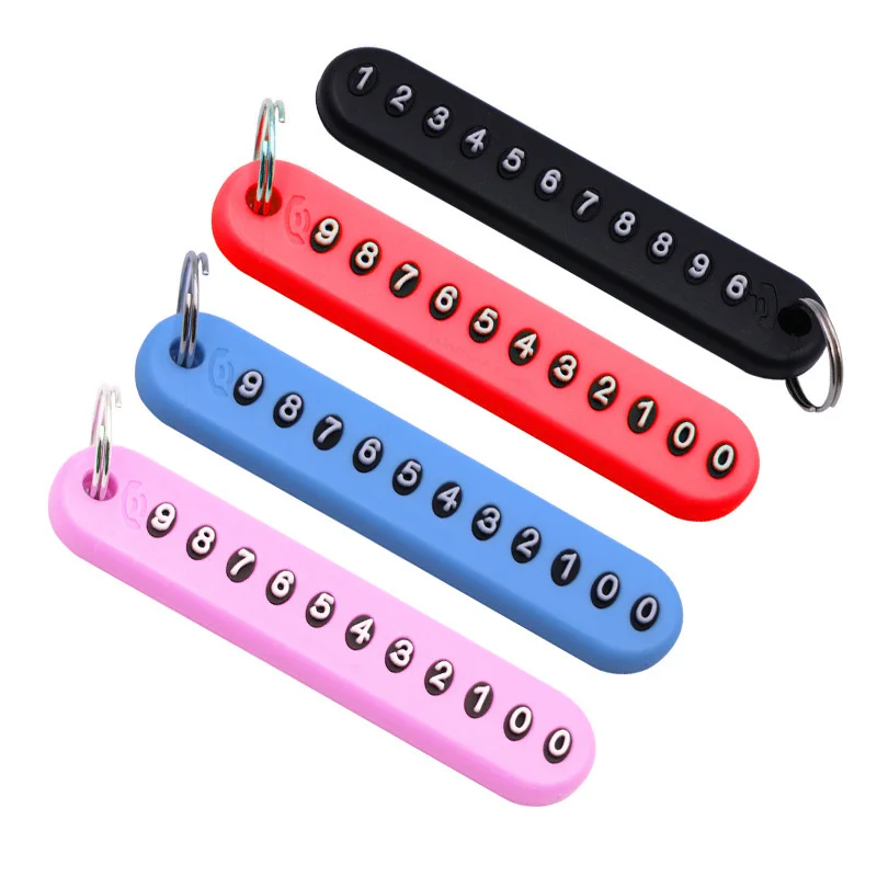

2pcs Temporary Car Parking Card Keychain ABS Telephone Number Card Luggage Cats Dogs Lost Notification Phone Number Plate Holder