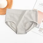 Женские трусики, бесшовное нижнее белье средней посадки, сетчатые Однотонные трусы на бедрах, хлопковая промежность, женское нижнее белье, Macaroon