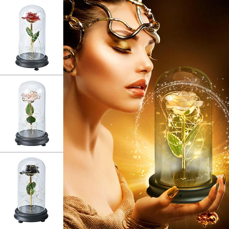 2021 Красота и с рисунком из мультфильма Красавица Чудовище 24K Золотая Роза