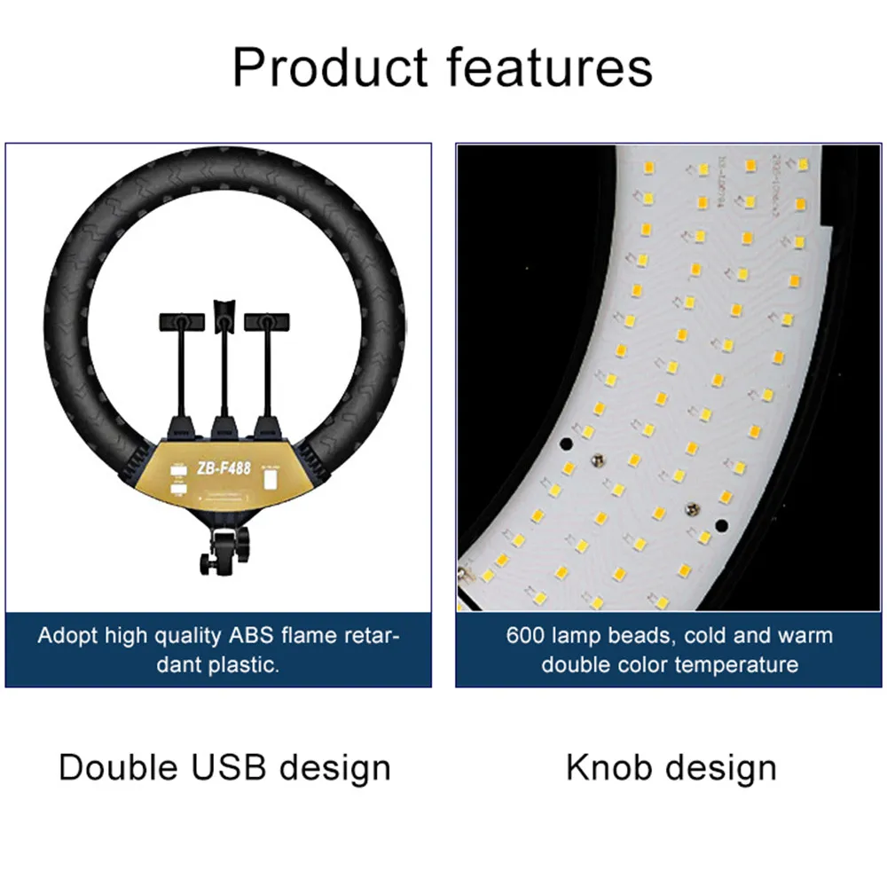 

18 inch Big Selfie ring light LED Photography 45cm Lighting video studio For Youtube Tiktok Live Broadcast Stream Tripod Photo