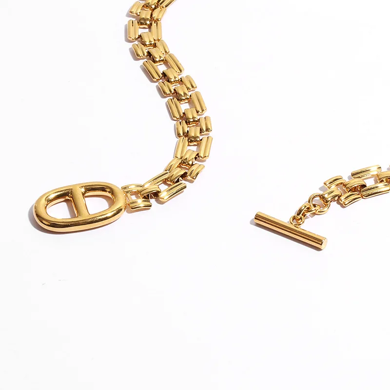 

Dongsuo brand chains chokers exaggerating Necklaces women 18K gold plated brass Metal INS new fashion jewelry