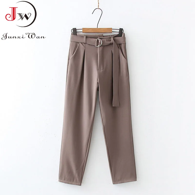 

2022 Spring Summer Women Harem Pants Solid High Waist Elegant Office Workwear Trousers With Belt Casual Pantalones