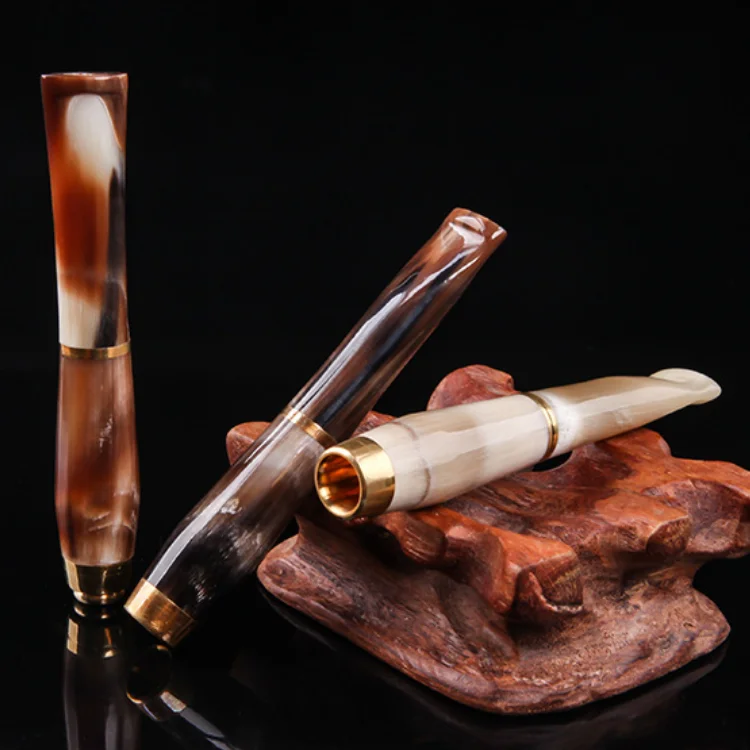 Натуральный коровья Рог держатель сигареты фильтр для мундштука многоразовый