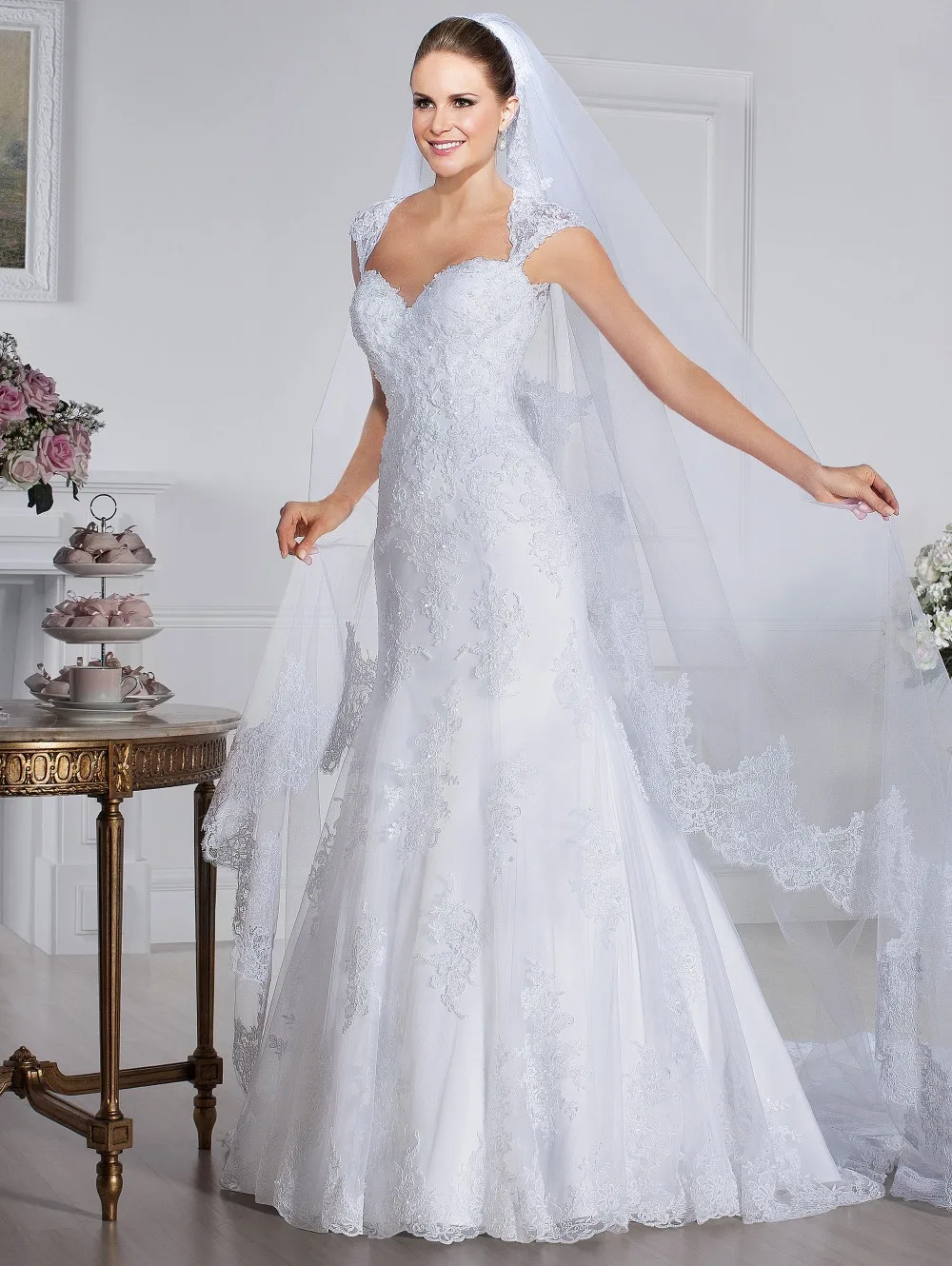 

Custom vestido de noiva renda vintage sweetheart applique lace 2018 fashion casamento bridal gown mother of the bride dresses