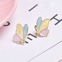 changyi 2021 trend women earrings simple jewelry butterfly stud earrings colorful party metal earrings for girl gift