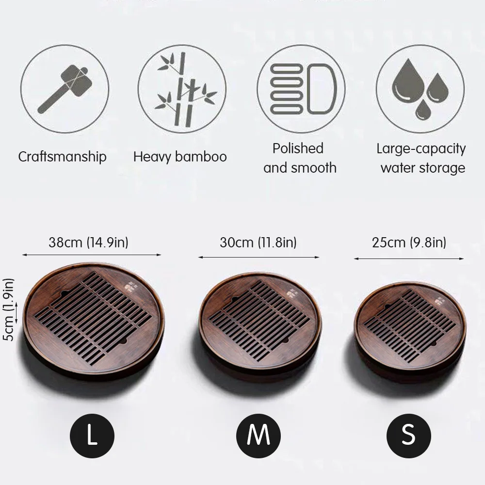 

Round Kung Fu Tea Tray Natural Bamboo Solid Wood Tea Serving Tray Plate Dish Board Bamboo Pu Er Tea Tray Kitchen Accessories