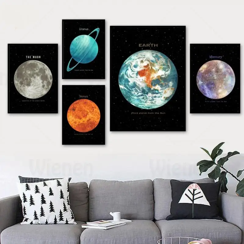 Настенное искусство Вселенная планета плакат печать земля Марс солнечная