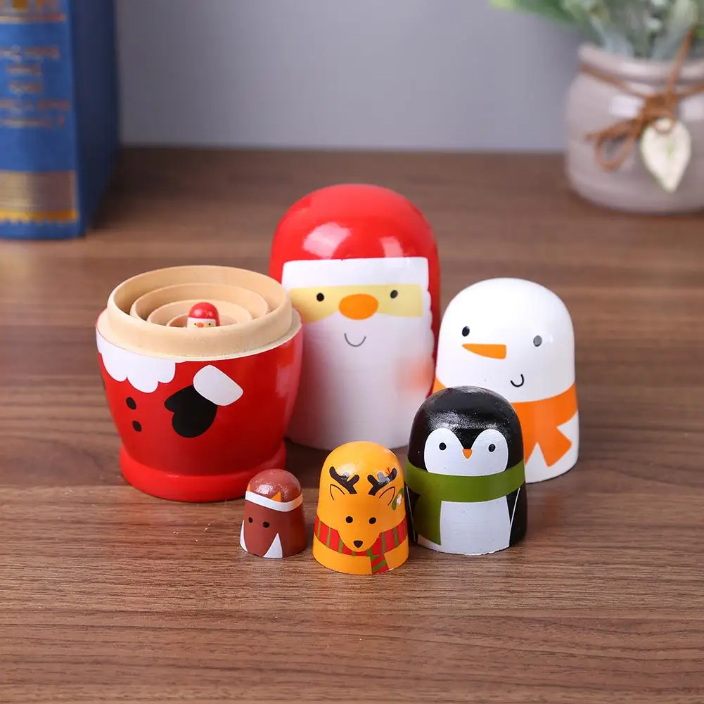 

Wooden Matryoshka Dolls Exquisite Paint Craft Hand-painted Matryoshka Christmas Children's Day Gift Home Decoration