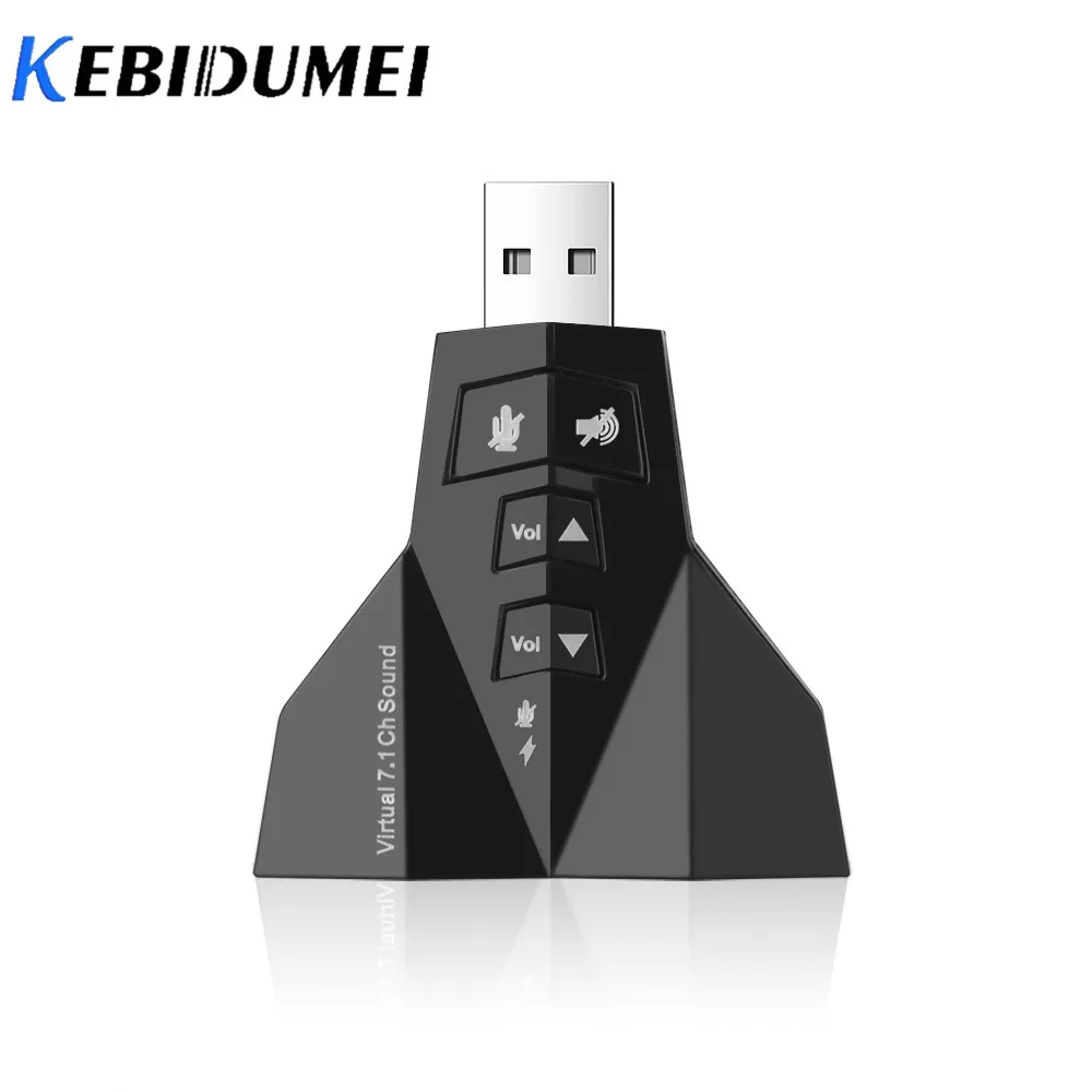 Kebidumei Внешняя USB Аудио Звуковая карта адаптер Виртуальный 7 1 канал 3D гарнитура 3 5